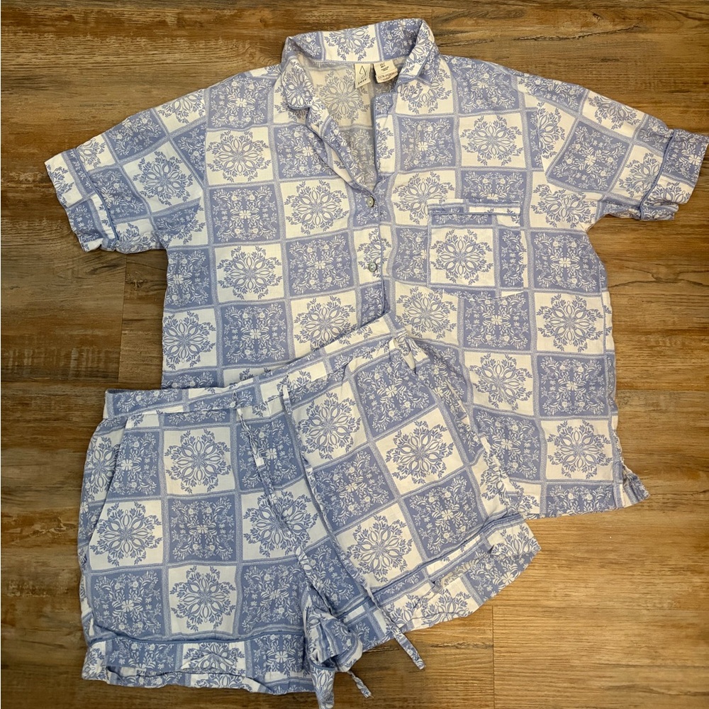 Joie Blue and White Patterned womens Pajama Set